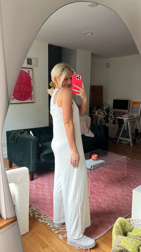 Everyday Ease Ribbed Jumpsuit// White